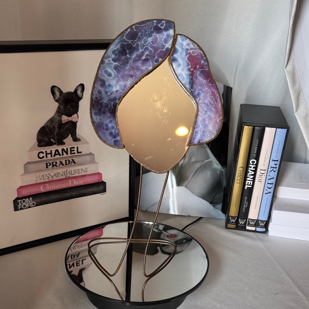 Elegant Purple and Gold Decorative Mirror